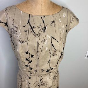 Gorgeous Black And Tan Botanical Theme Dress